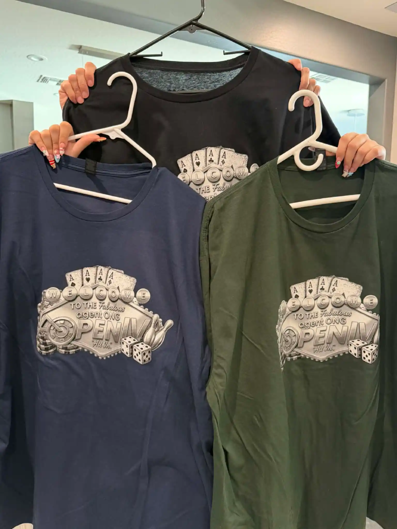 All-In Event Shirt shown in Black, Navy, and Forest Green